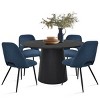 5-Piece Dining Table Set for 4, 46" Modern Round Manufactured Grain Dining Table with 4 Upholstered Fabric Dining Chairs for Dining Room-Maison Boucle - 2 of 4