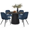 5-Piece Dining Table Set for 4, 46" Modern Round Manufactured Grain Dining Table with 4 Upholstered Fabric Dining Chairs for Dining Room-Maison Boucle - image 2 of 4