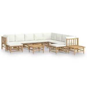 vidaXL Garden Lounge Set Cream White Bamboo Medium Modular - 1 of 4