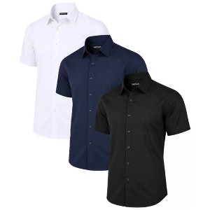 mens short sleeve slim fit dress shirts Slim Short Sleeve Cotton Stretch 1mx Dress Shirt