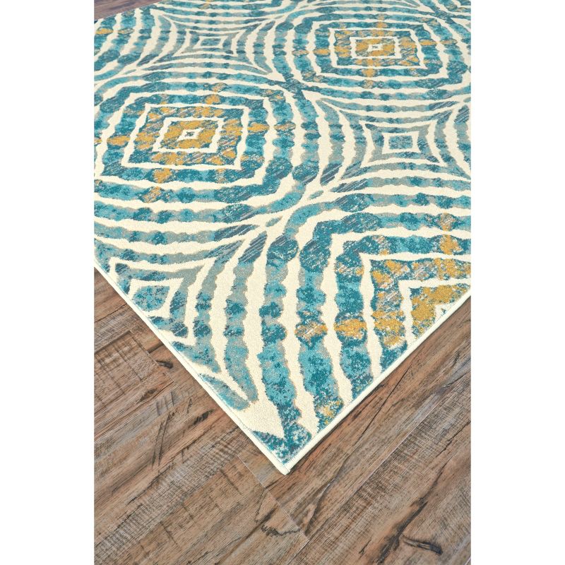 Keats Transitional Abstract Blue/Ivory/Yellow Area Rug, 2 of 5