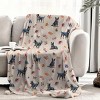 Lomsoe Cozy Style Blue Flannel Blanket - Soft White Vintage Design with Dog Floral Patterns, Christmas Gift. - 2 of 4