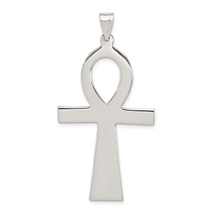 Black Bow Jewelry Sterling Silver Large Polished Ankh Cross Pendant, 26 x 52mm - 1 of 4