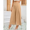 Women High Waisted Wide Leg Palazzo Pants, Flowy Pants Loose Fit Elastic Waist Pleated Trousers Comfy Elegant Business Casual Straight Leg Dress Pants - 2 of 4