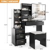 Acekool Storage Cabinet Dresser with LED Lights, Electrical Outlet, 4 Drawers & Stool, Sliding Mirror, 3 Lighting Modes - 2 of 4