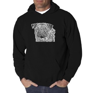 LA Pop Art Men's Word Art Hooded Sweatshirt - Pug Face - 1 of 4