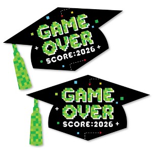 Big Dot of Happiness Game Over - Grad Cap Decorations DIY Video Game Graduation Large Party Essentials - Set of 20 - 1 of 4