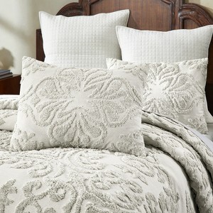 Rylee Collection Floral Design 100% Cotton Tufted Standard Pillow Sham - Better Trends - 1 of 4