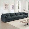 Modern 4-Seater Sofa with Crescent Armrests, Sectional Sofa with Pull-Out Storage Drawers, Sofa with Chenille Fabric Cushion-Cuddlewood - 2 of 4
