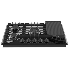 GASLAND PRO GH3305EF 30-Inch 5-Burner Built-in Gas Cooktop with Griddle, NG/LPG Convertible, Black Enamel - 1 of 4