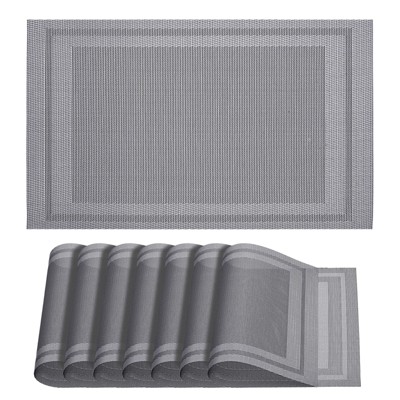 Unique Bargains Heat Resistant Washable Woven PVC Placemat 8 Pcs