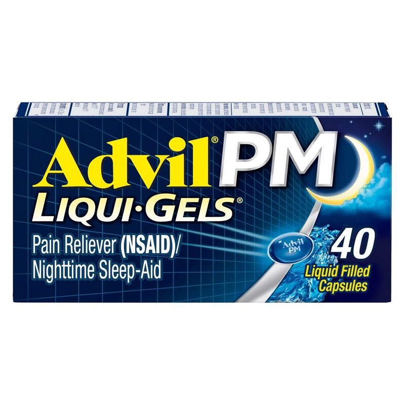 Advil PM Liqui-Gels Pain Reliever/Nighttime Sleep Aid Liquid Filled Capsules - Ibuprofen (NSAID), 1 of 11