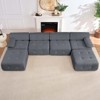 Mjkone U-Shaped Velvet Modular Sectional Sofa With free Combination Ottoman,Convertible 4-Seater Sofa with Rivet Trim - 4 of 4