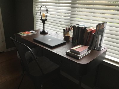 Crownfield Mid-Century Modern Writing Desk with Storage Dark Tobacco -  Aiden Lane