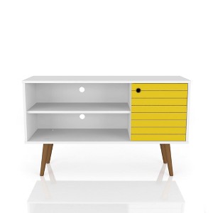 Sapphtopaz 42.5" Rustic TV Stand for TVs Up to 50" with Open Shelf&Storage Cabinet Console Table with Ring Handle TV Stand for Living Room - 1 of 4