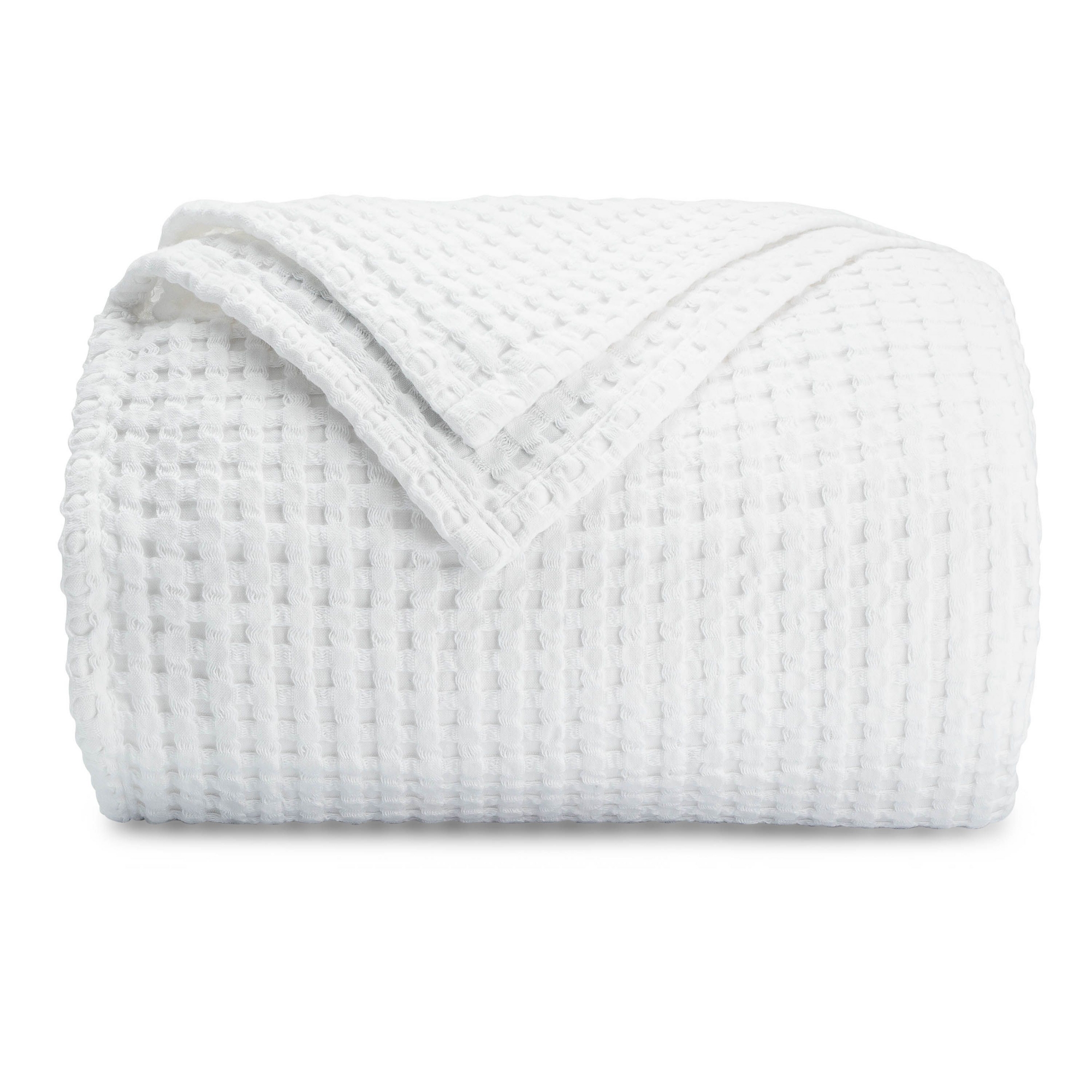 Comfy Cubs Waffle Weave Throw Blanket - 50" X 60" 100% Cotton, Breathable Skin-Friendly Soft Lightweight Blankets - White