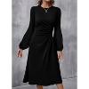 Women's Long Sleeve Ruched Waist Flowy A Line High Low Midi Cocktail Party Dress - 4 of 4