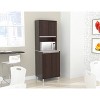 4 Door Breakroom Cabinet with Open Space Espresso/Amber Gray - Inval: Hutch, Microwave Storage - 2 of 4