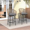 Outdoor Bar Stools, Rattan Bar Chairs With Backrest, Set Of 2, 2-Piece Patio Bar Stools With Armrests, Wicker Bar Stools With Cushion-Cuddlewood - 2 of 4