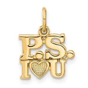 Black Bow Jewelry 14k Yellow Gold P.S. I Love You Charm or Pendant, 12mm - 1 of 4