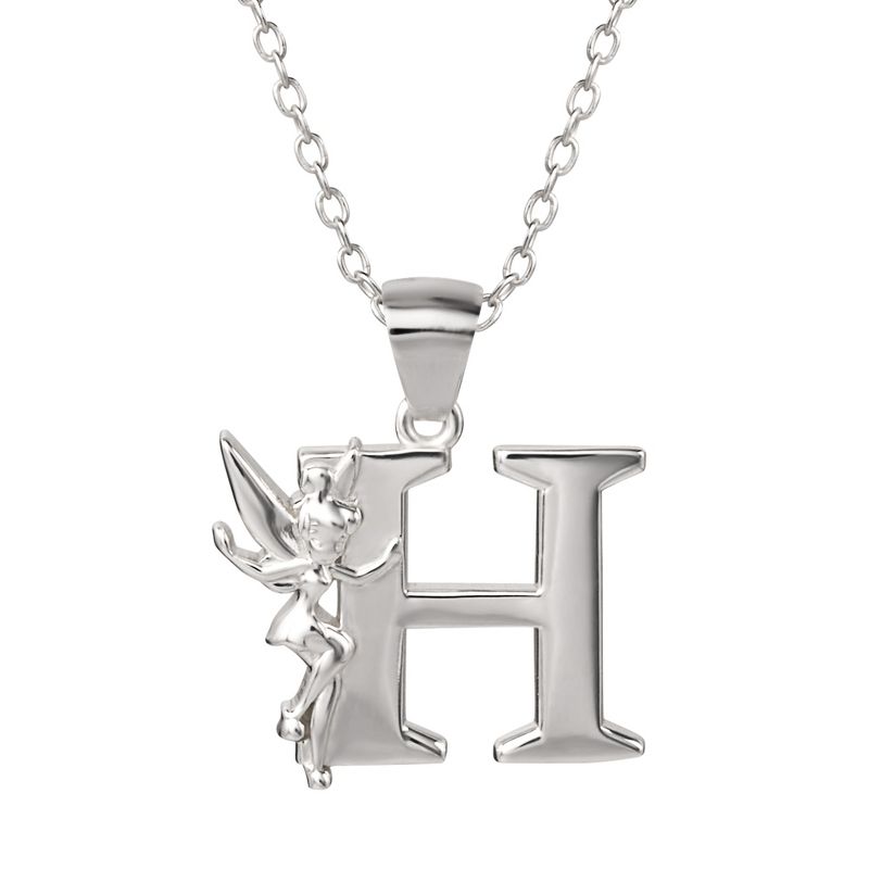 Disney Tinkerbell Initial Silver Pendant Necklace, 1 of 6