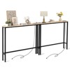 Rust Brown 2pcs Triamine Iron 200*15*79cm Entryway Table with Plugs - 4 of 4