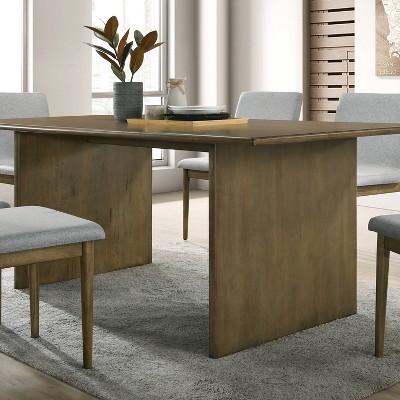 Natural Wood and Gray Upholstered 7-Piece Dining Set