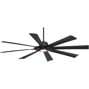 Possini Euro Design 70" Defender Modern Indoor Outdoor Ceiling Fan 8 Blade LED Light Remote Control Oil Rubbed Bronze Black Blades Bedroom Patio - 1 of 4