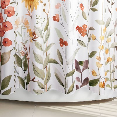 Wild Garden Floral White Polyester Shower Curtain