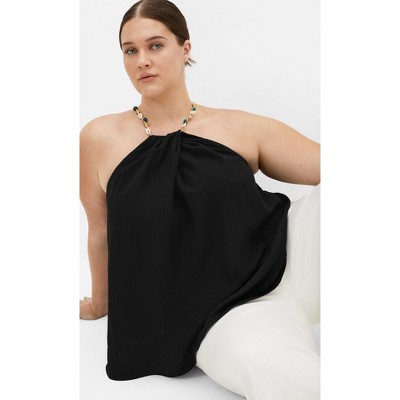 Women's Plus Size Island Detail Top - black | CITY CHIC