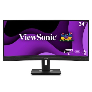ViewSonic VG3456C 34 Inch 21:9 UltraWide QHD 1440p Curved Monitor with Ergonomics Design, USB C Docking Built-In, Gigabit Ethernet for Home and Office - 1 of 4