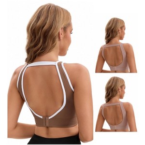 INSPIRE CHIC Women's 3 Pcs Open Back Workout Tank with Built-in Bras Contrast Color Crop Sports Vest - 1 of 4