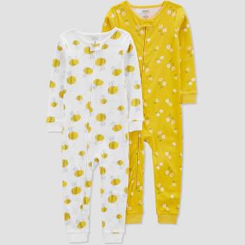 Carter's Just One You®️ Toddler Girls' 2pk Bees and Floral Snug Fit Footed Pajama - Yellow/White