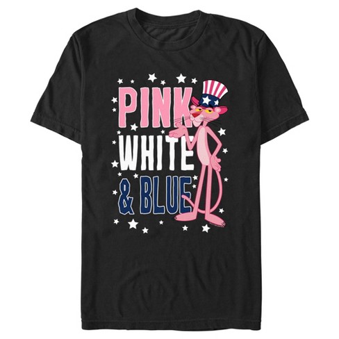 Men's The Pink Panther Patriotic Pink White and Blue T-Shirt - Black - X  Large