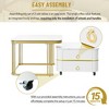 2-in-1 Nesting Coffee Table with Wheels Drawers Marble Top White Set - 3 of 3