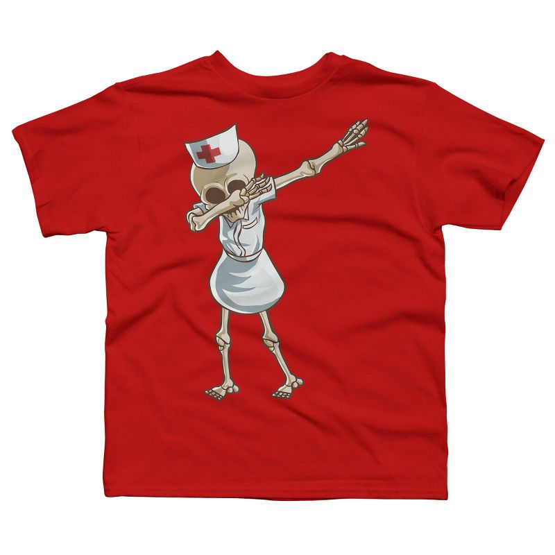 Boy's Design By Humans Halloween Dabbing Funny Skeleton Nurse RN Costume Gift By COVI T-Shirt, 1 of 4