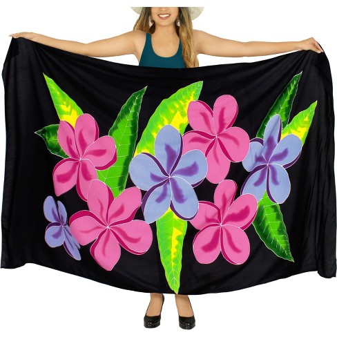 LA LEELA Women's Beach Wrap Sarong - Rayon Cover Up, Hand-Painted Tropical Print, 78x43 Inches, Versatile Use
