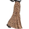 Women's High Waist Maxi Skirt, Flowy Pleated Chiffon Long Skirt Leopard - 3 of 4