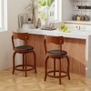 Tangkula 24" Swivel Bar Stools Set of 2 w/ Rubber Wood Frame Upholstered Seat Footrest - 4 of 4