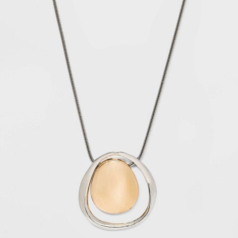 Long Duo Circle Statement Necklace  - A New Day™ Two-Tone - image 1 of 3