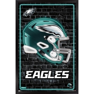 Trends International NFL Philadelphia Eagles - Neon Helmet 23 Framed Wall Poster Prints Black Framed Version 14.725' x 22.375'