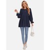 EXLURA Womens Long Sleeve Blouses Swiss Dot Babydoll Loose Fit Maternity Top 2025 Spring Fall Tunic Shirts Dressy Casual Tops White - 4 of 4