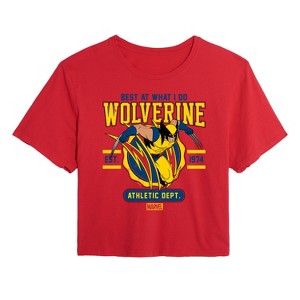 Women's - Marvel - Collegiate Scratch Cropped Graphic T-Shirt - 1 of 3