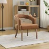 Brown 25.79" Wide Modern Barrel Open Back Upholstered Accent Chair with Weathered Solid Wood Legs - 3 of 4