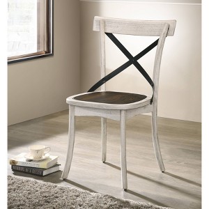 24/7 Shop At Home 2pk Piker X Backed Dining Chairs Dark Walnut/Antique White - 1 of 4