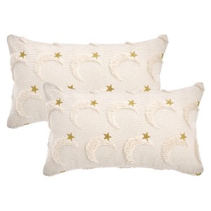 REGALWOVEN Star Embroidered Cute Cartoon Moon Pattern Cushion Covers 2 Pcs - 1 of 4
