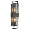 ALOADECOR Modern Outdoor Wall Light with Dusk to Dawn Sensor H26'' Black  with Seeded Glass 2-Light Waterproof Sconce for Porch Garage - 3 of 4