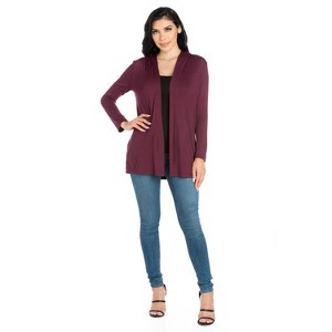 24seven Comfort Apparel Open Front Lightweight Hooded Cardigan - 1 of 4