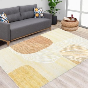 Large Living Room Area Rug Washable Indoor Boho Modern Abstract Non-Slip Contemporary for Bedroom Dining Room Home Office - 1 of 4