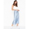 Women's High Waist Satin Midi Skirt - Elegant A-Line Silky Skirt Baby Blue - 4 of 4
